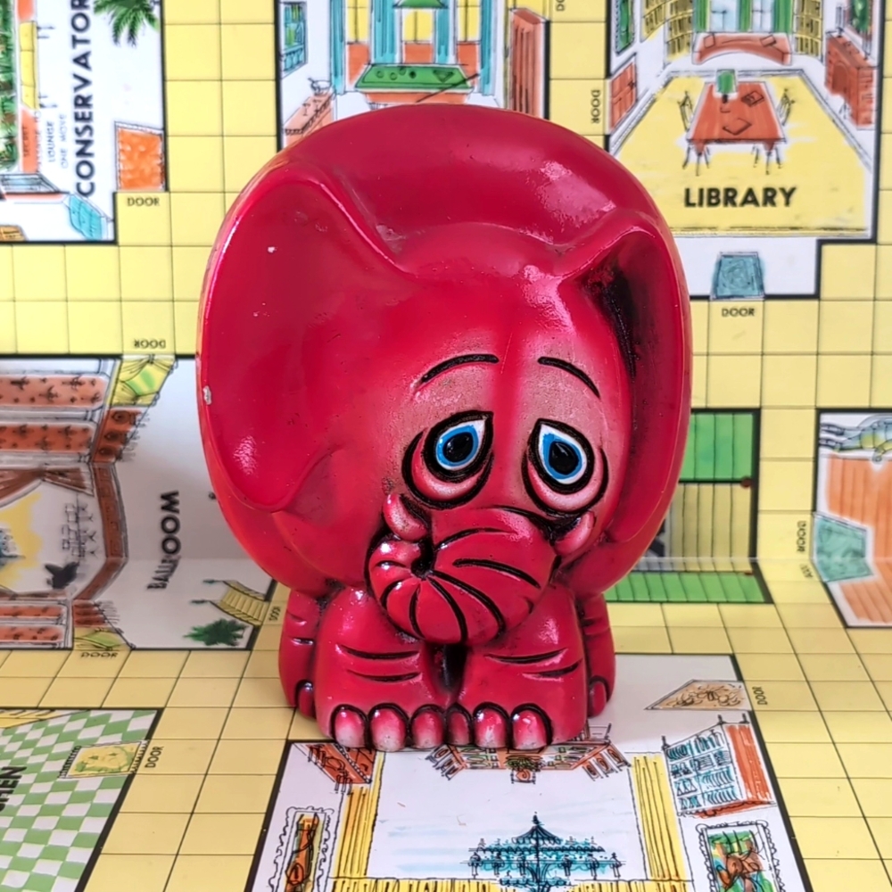 Red Elephant Chalkware Bank